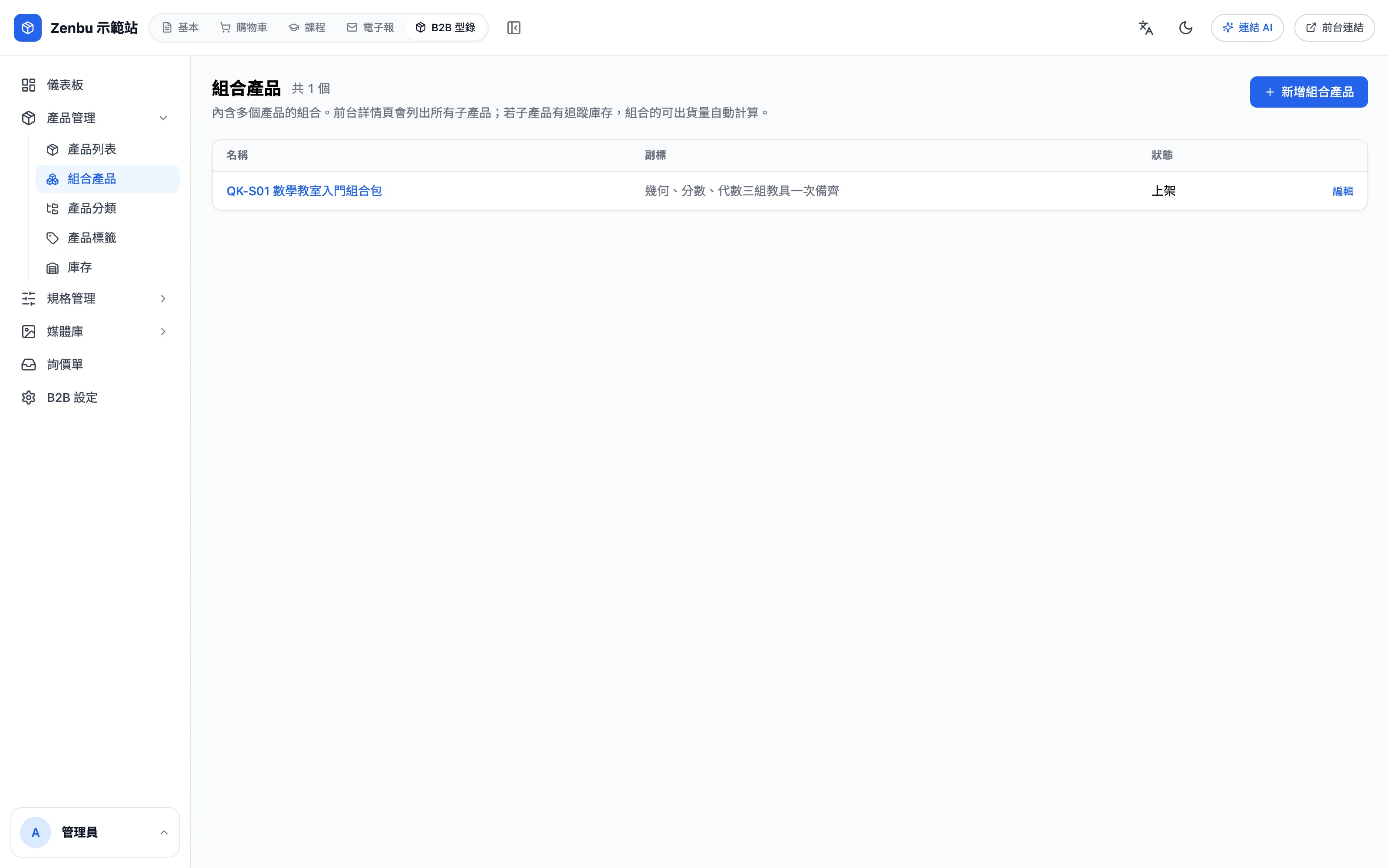 組合產品列表
