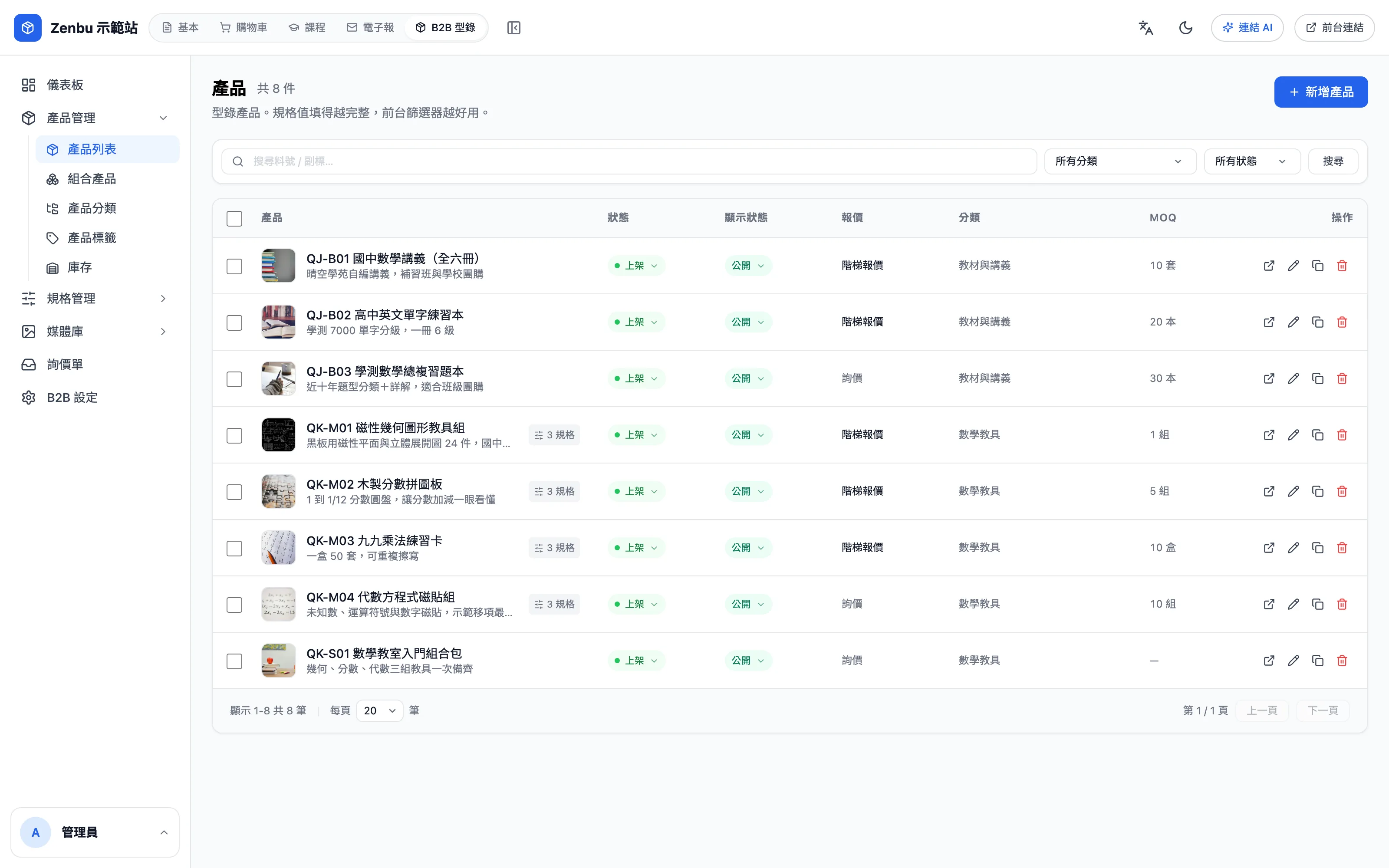 產品列表