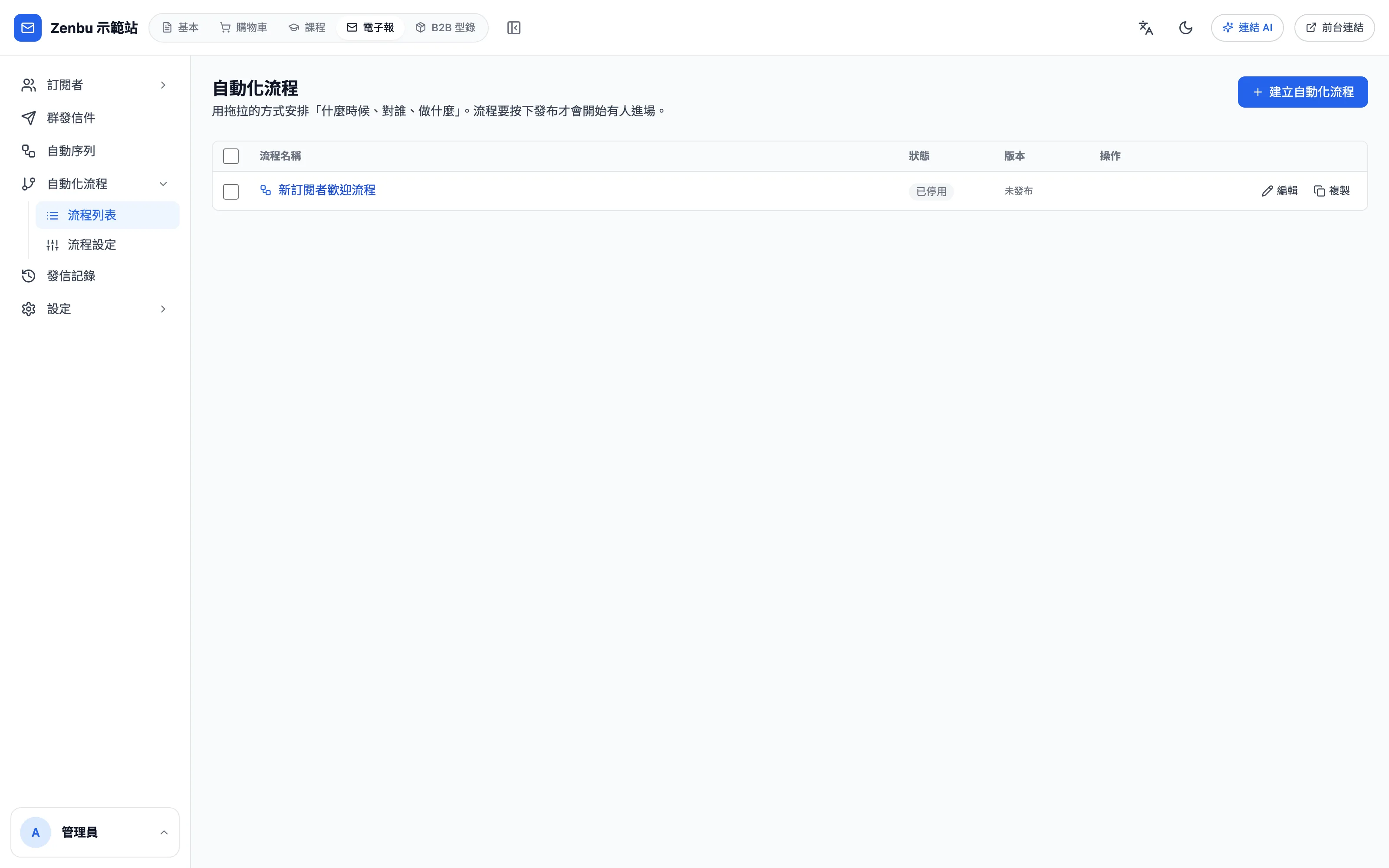 自動化流程列表